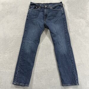 Levi's 505 Jeans Men's 36 x 32 Straight Leg Fit Mid Rise Dark Blue Denim Wash